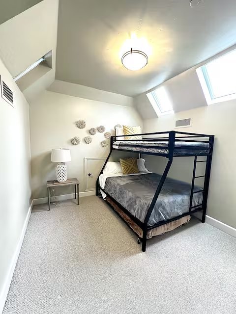 The Tower Loft bunk room with skylights