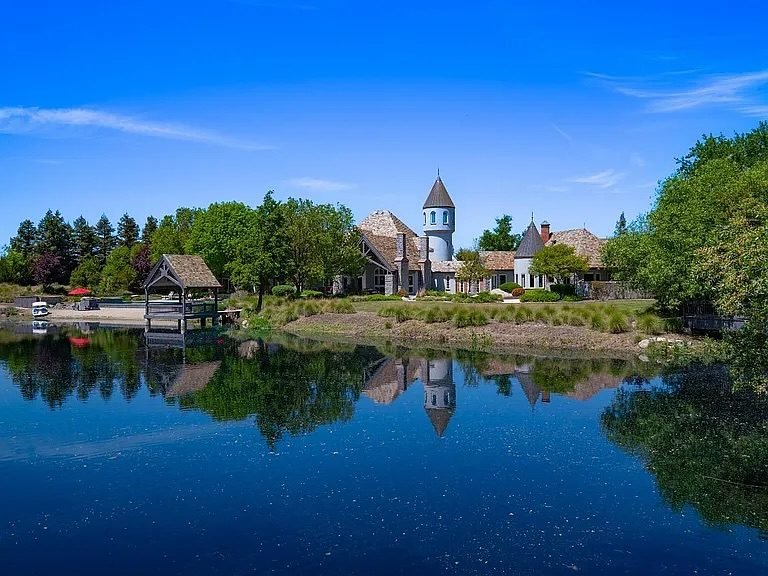 The castle reflected in the lake