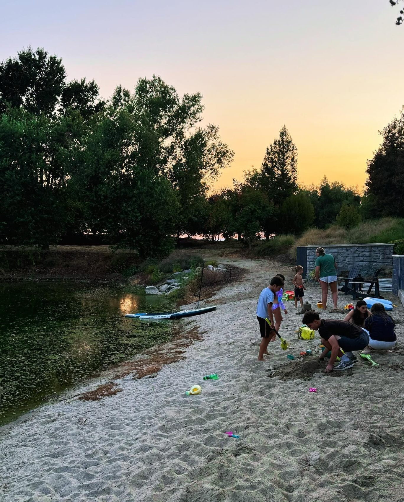 The sandy beach at dusk