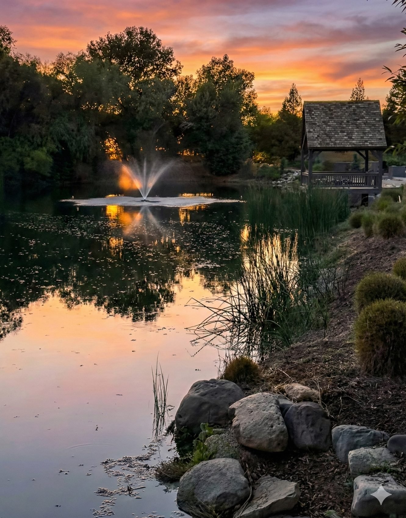 The lake at sunset